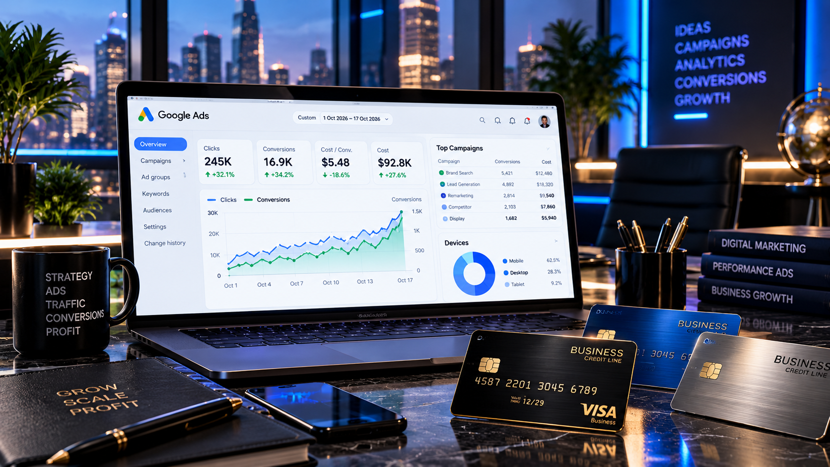 Google Ads agency account credit line compared to standard credit card billing
